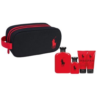 Polo Red Eau de Toilette, After Shave Balm, Multi-Use Shower Gel & Cosmetic Pouch Gift Set