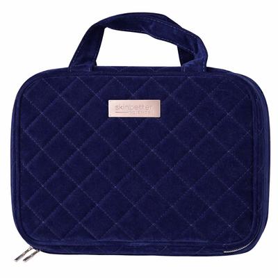 Navy Blue Velvet Cosmetic Bag