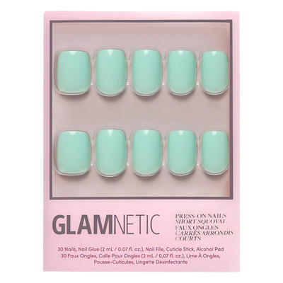 Press-On Nails - Soft Teal - Short Squoval