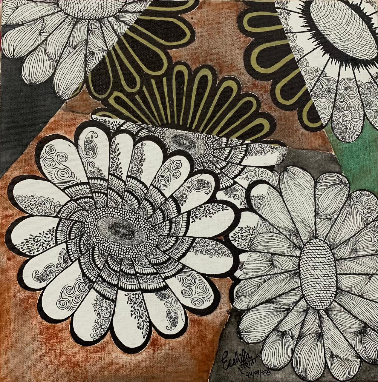 Mandala Blooms - Intricate Floral Zentangle Art