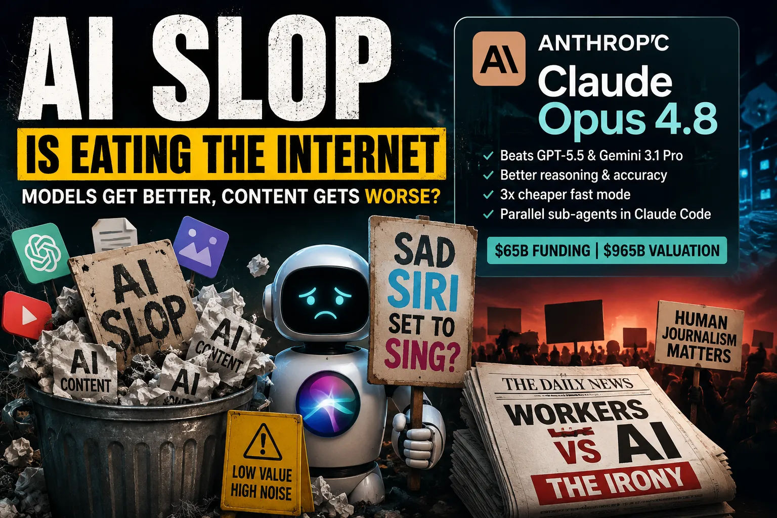 AI Slop Is Eating The Internet: Why Claude Opus 4.8, Siri's AI Troubles, and Media Industry Fights Matter