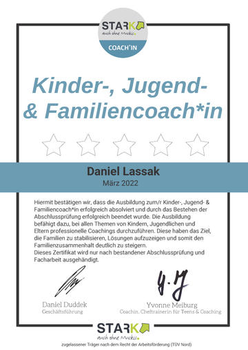 Kinder-, Jugend- und Familiencoach Zertifikat von Stark auch ohne Muckis, Teil 1