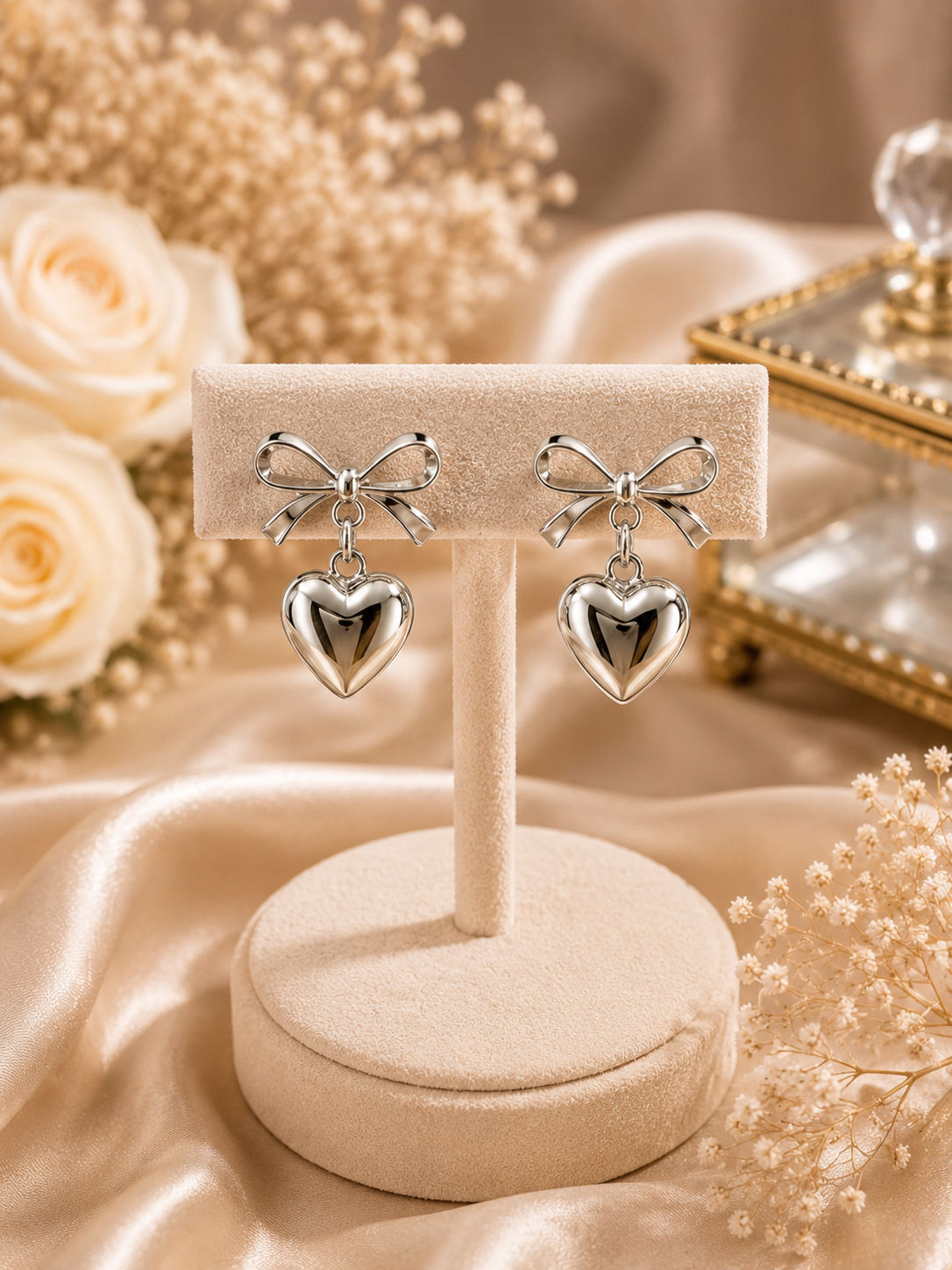 Amour Bow Heart Earrings thumbnail 2