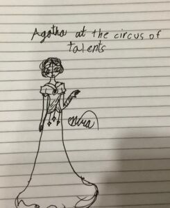 Artwork titled "Agatha at the circus of talents", submitted by Vera on February 21, 2025.