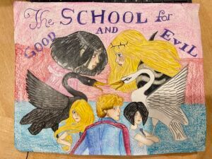 Artwork titled "THE SCHOOL FOR GOOD AND EVIL ART PROJECT", submitted by Natalia on February 21, 2025.