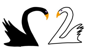 Artwork titled "The School for Good and Evil swans", submitted by Sarah on February 21, 2025.