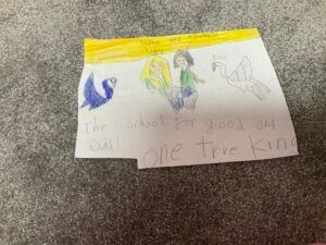 Artwork titled "school fof good or evil", submitted by hazel on February 21, 2025.