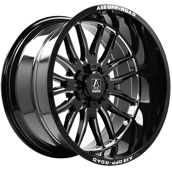 Axe Wheels 20" × 9.5 Alloy Wheel | 6x135/6x139.7 | Gloss Black - Milled Edge 20" × 9.5" 6x135/6x139.7 Wheel