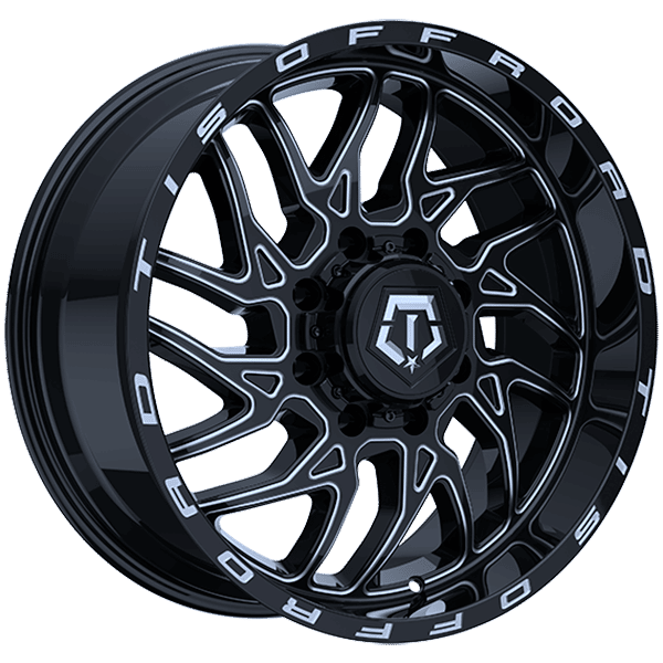 Tis Wheels 22" × 10.0 Alloy Wheel | 8x180 | Gloss Black - Milled Edge 22" × 10.0" 8x180 Wheel