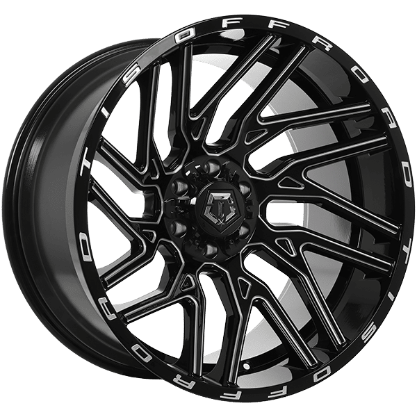 Tis Wheels 22" × 12.0 Alloy Wheel | 6x135/6x139.7 | Gloss Black - Milled Edge 22" × 12.0" 6x135/6x139.7 Wheel