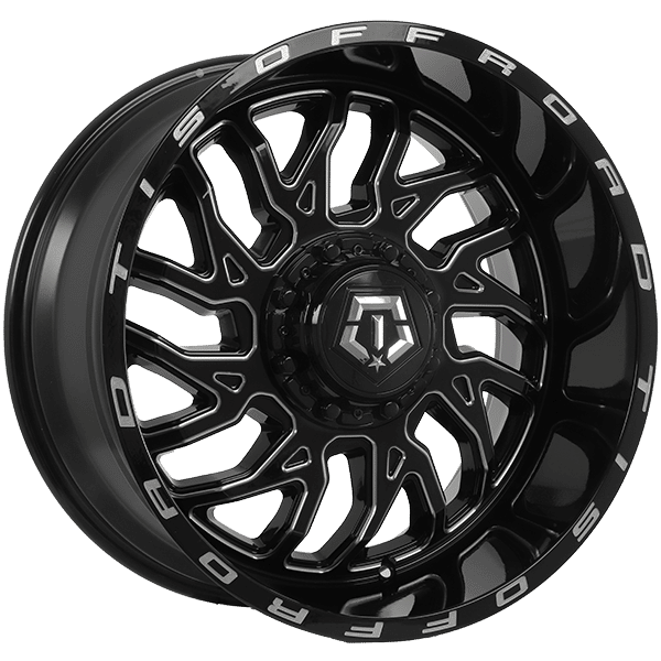 Tis Wheels 22" × 10.0 Alloy Wheel | 5x127/5x139.7 | Gloss Black - Milled Edge 22" × 10.0" 5x127/5x139.7 Wheel