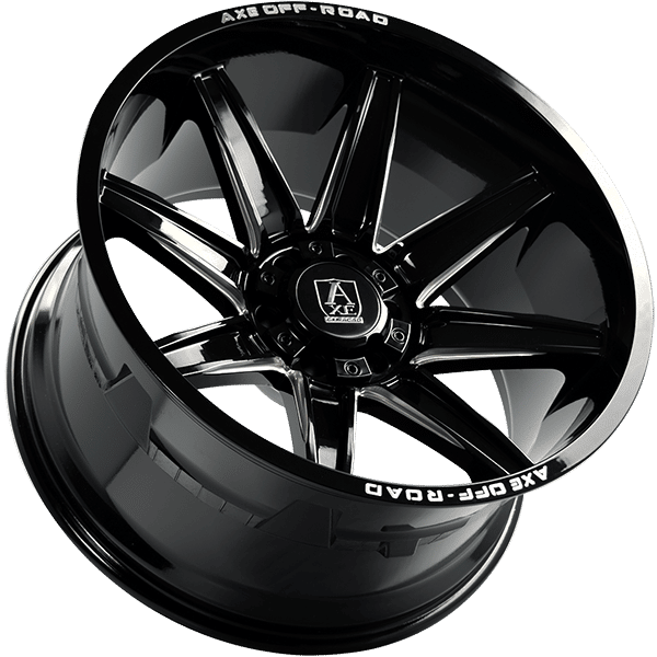 Axe Wheels 20" × 10.0 Alloy Wheel | 8x180 | Gloss Black - Milled Edge 20" × 10.0" 8x180 Wheel