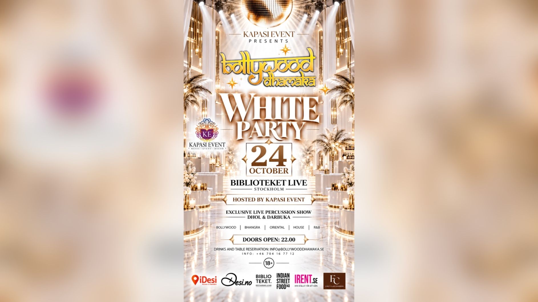 Bollywood Dhamaka I White party I Biblioteket Live I 24 October 2026