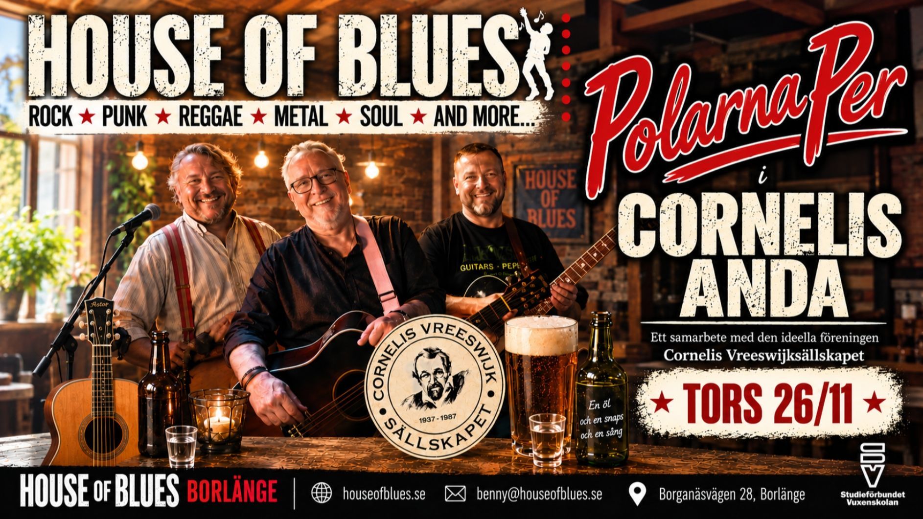 26/11 House of Cornelis Vreeswijk presenterar POLARNA PER, en hyllning till Cornelis