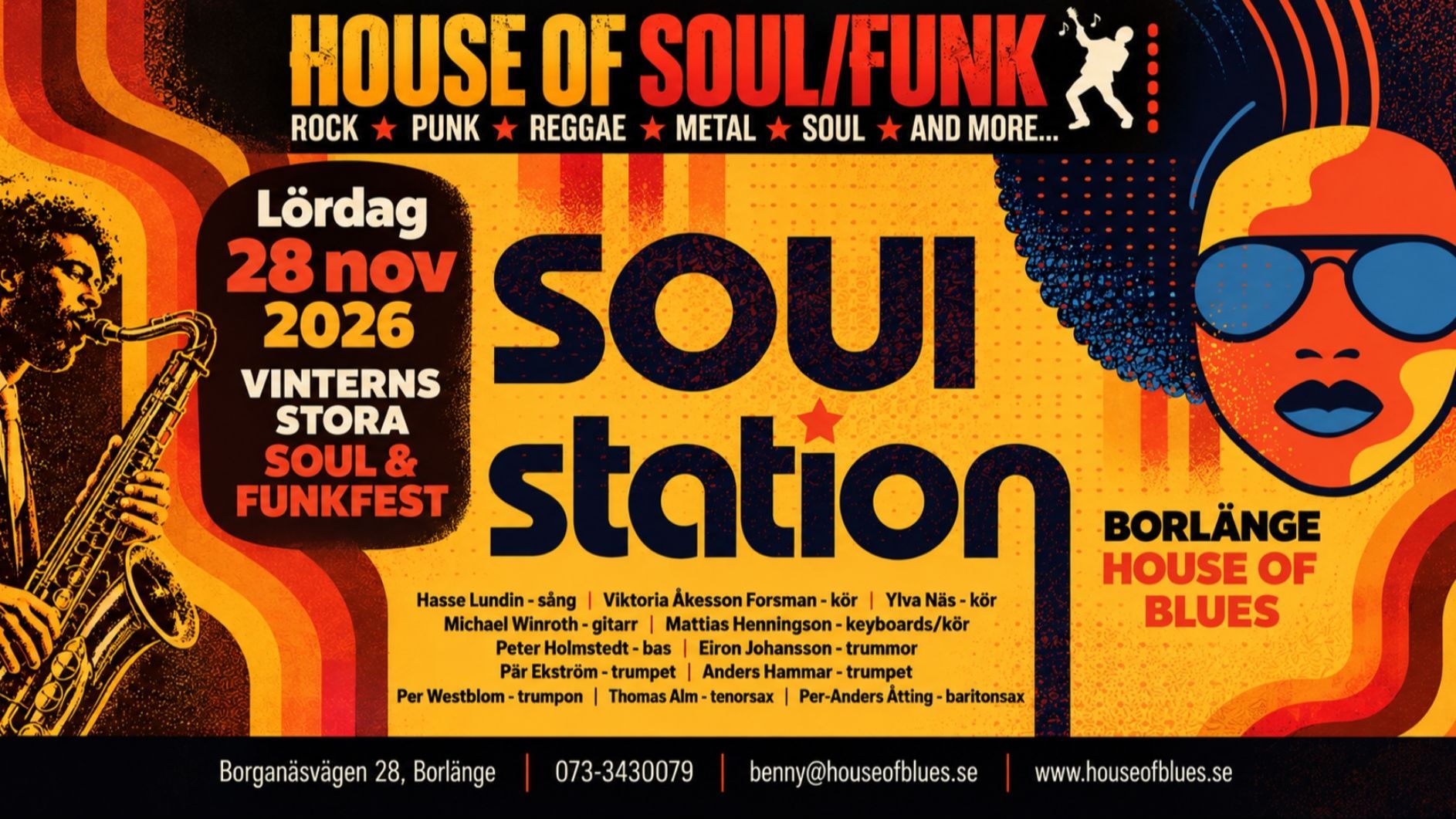 28/11 lör, House of Soul m SOULSTATION m 12 pers på scenen