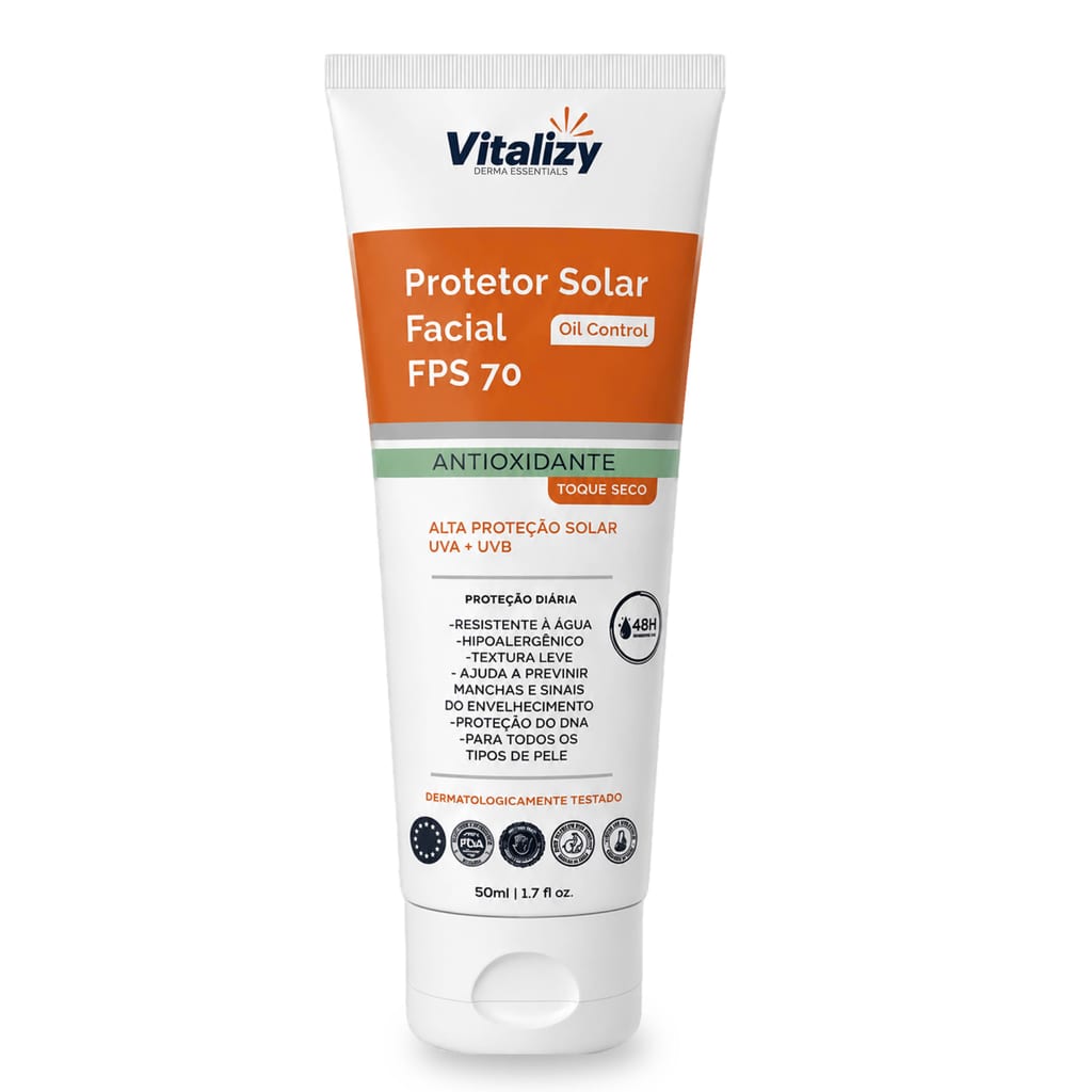 Protetor Solar FPS 70 Facial 50ml Vitalizy