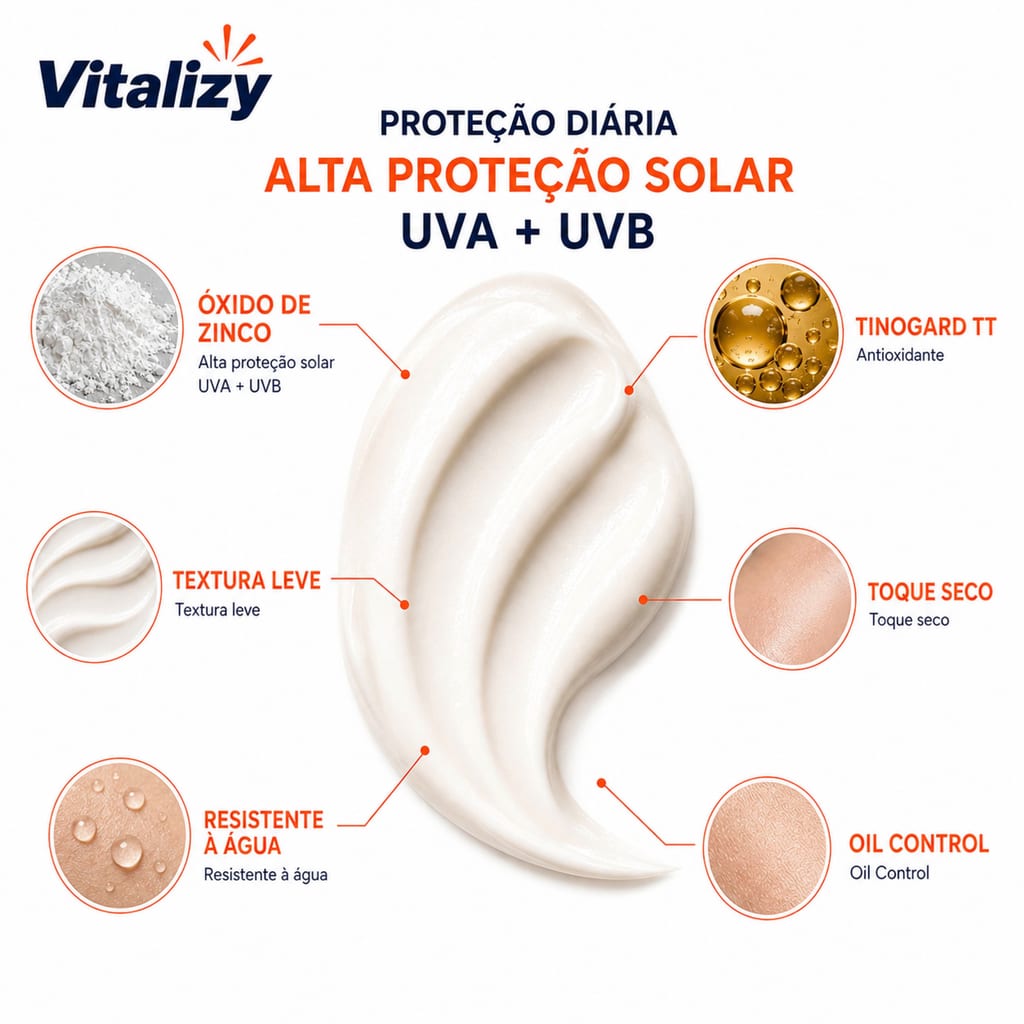 Protetor Solar FPS 70 Facial 50ml Vitalizy - foto 9