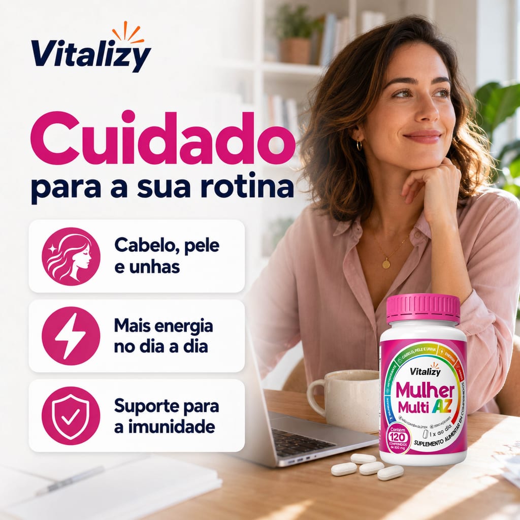 Multivitamínico Multi AZ Mulher 120 Comprimidos Vitalizy - foto 8
