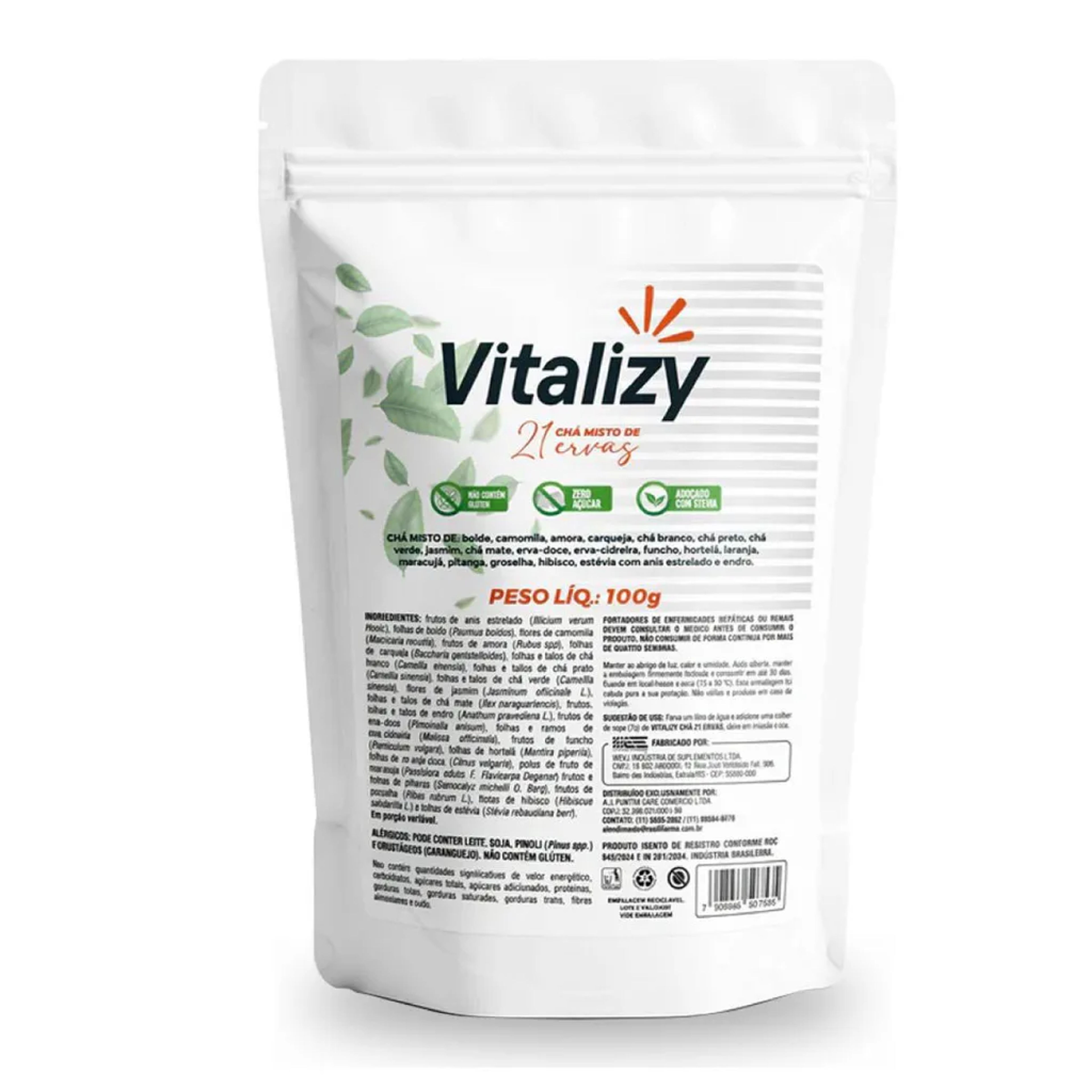 Chá Misto 21 Ervas Vitalizy - Detox Natural - Zero Açúcar com Stevia 100g