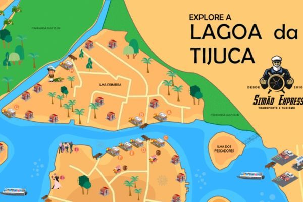 Mapa Lagoa da Tijuca foco na Ilha Primeira - Simão Express