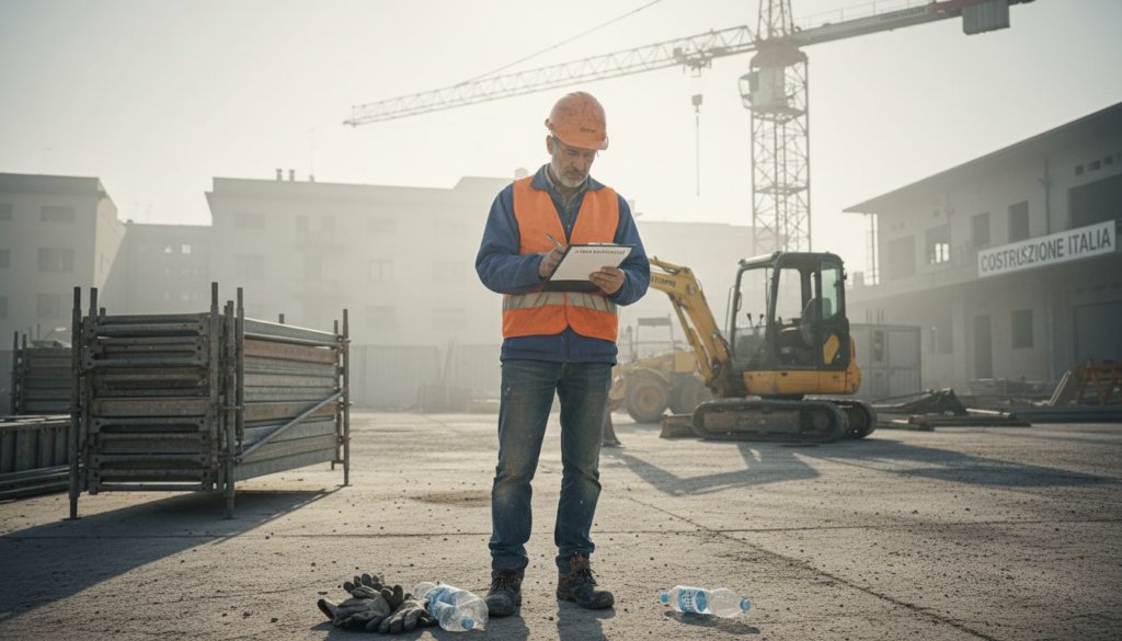 Il responsabile di cantiere controlla le attrezzature noleggiate direttamente sul posto, assicurandosi che siano in buone condizioni e pronte all’uso.