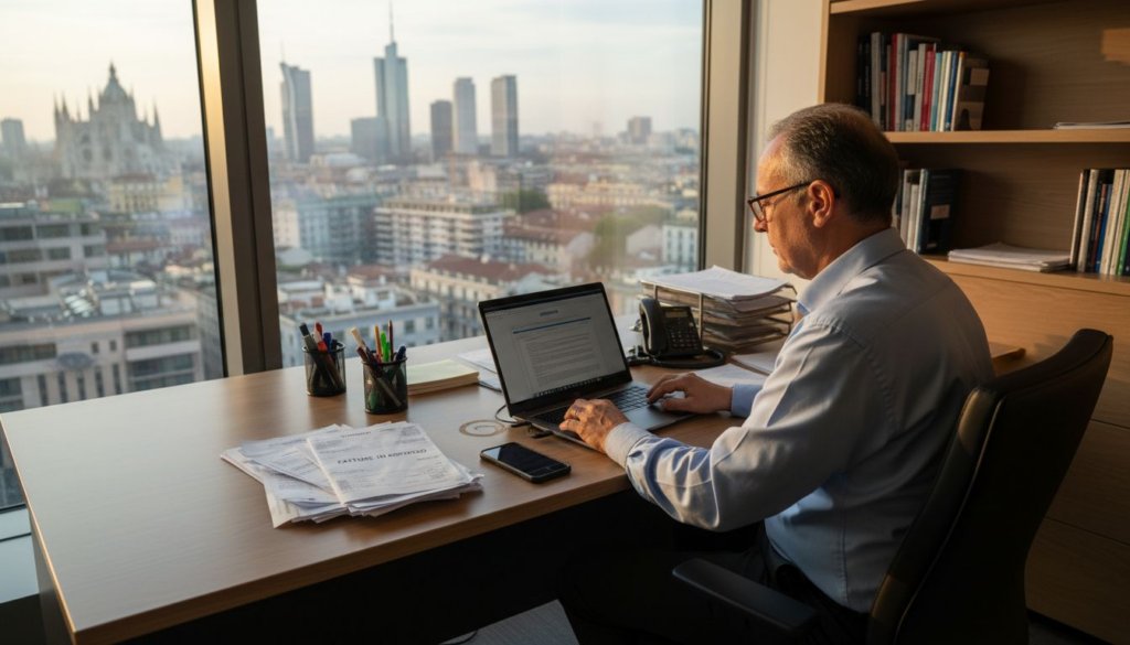 Responsabile al lavoro nel suo moderno ufficio di autonoleggio