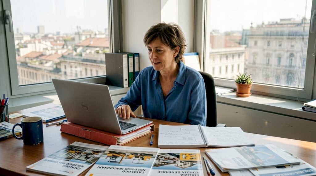 Un responsabile valuta e seleziona gli strumenti da noleggiare direttamente dal suo ufficio.