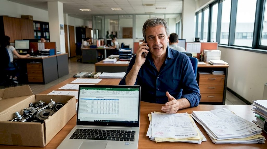 Il responsabile della logistica impegnato nelle attività d’ufficio