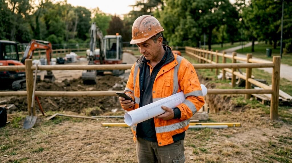 Responsabile di cantiere in prossimità di una zona urbana in piena attività