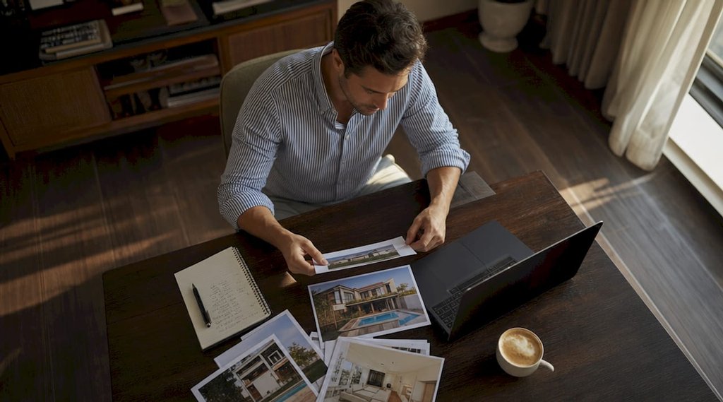 Agente immobiliare che controlla e perfeziona annunci di affitto per renderli più efficaci