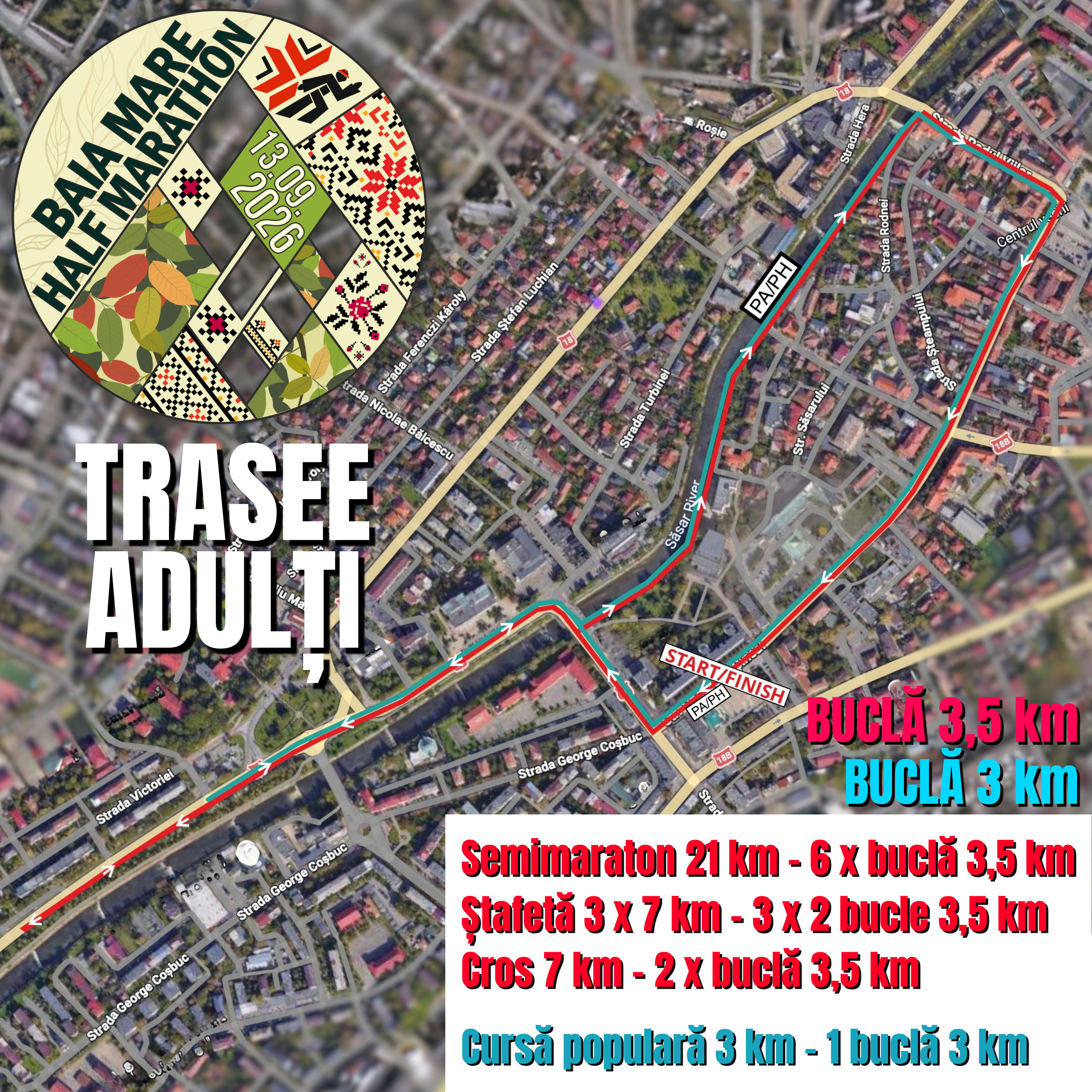Baia Mare Half Marathon loop routes