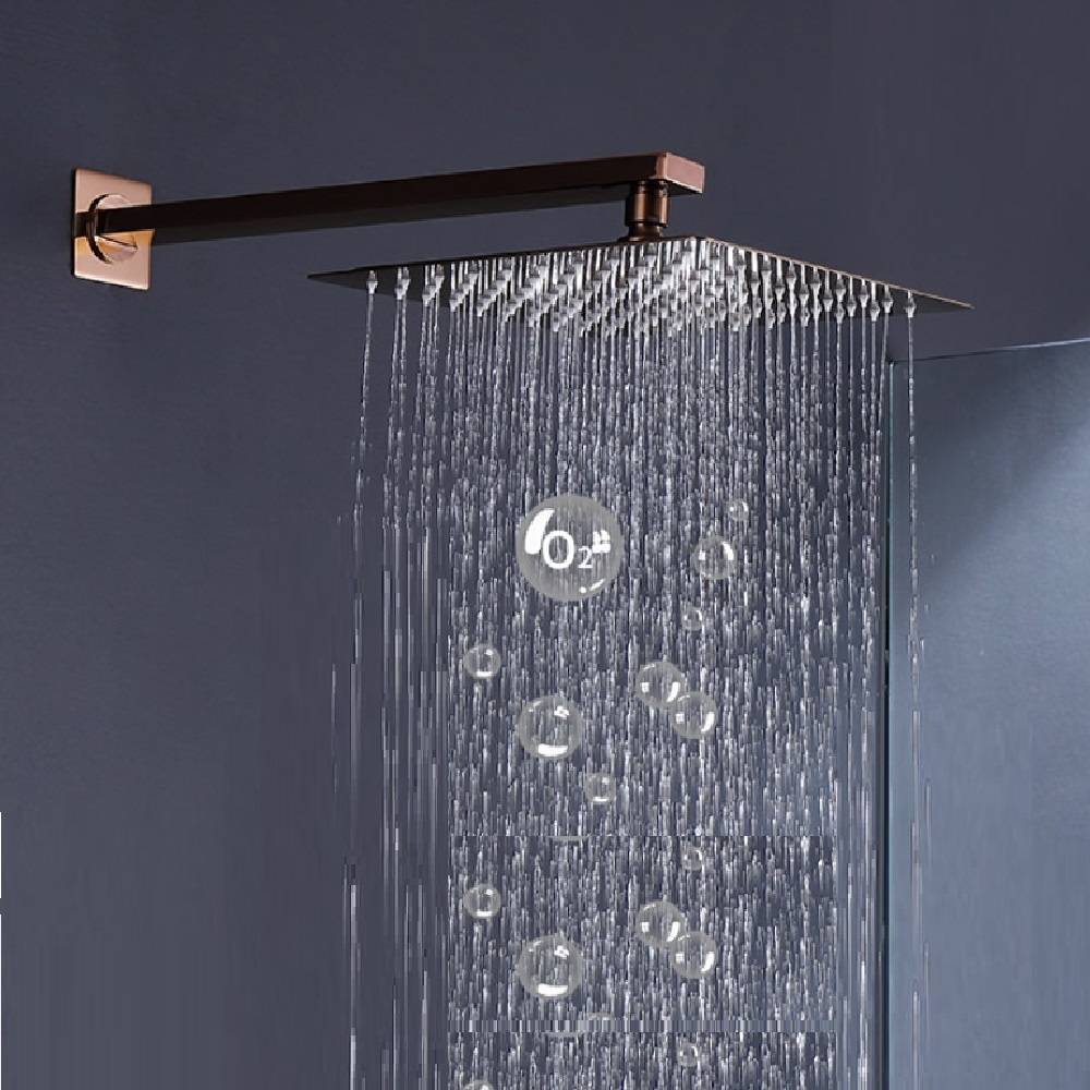 Ducha Quadrada rose Em Inox 20x20 Braço 38 Cm ROSE Parede