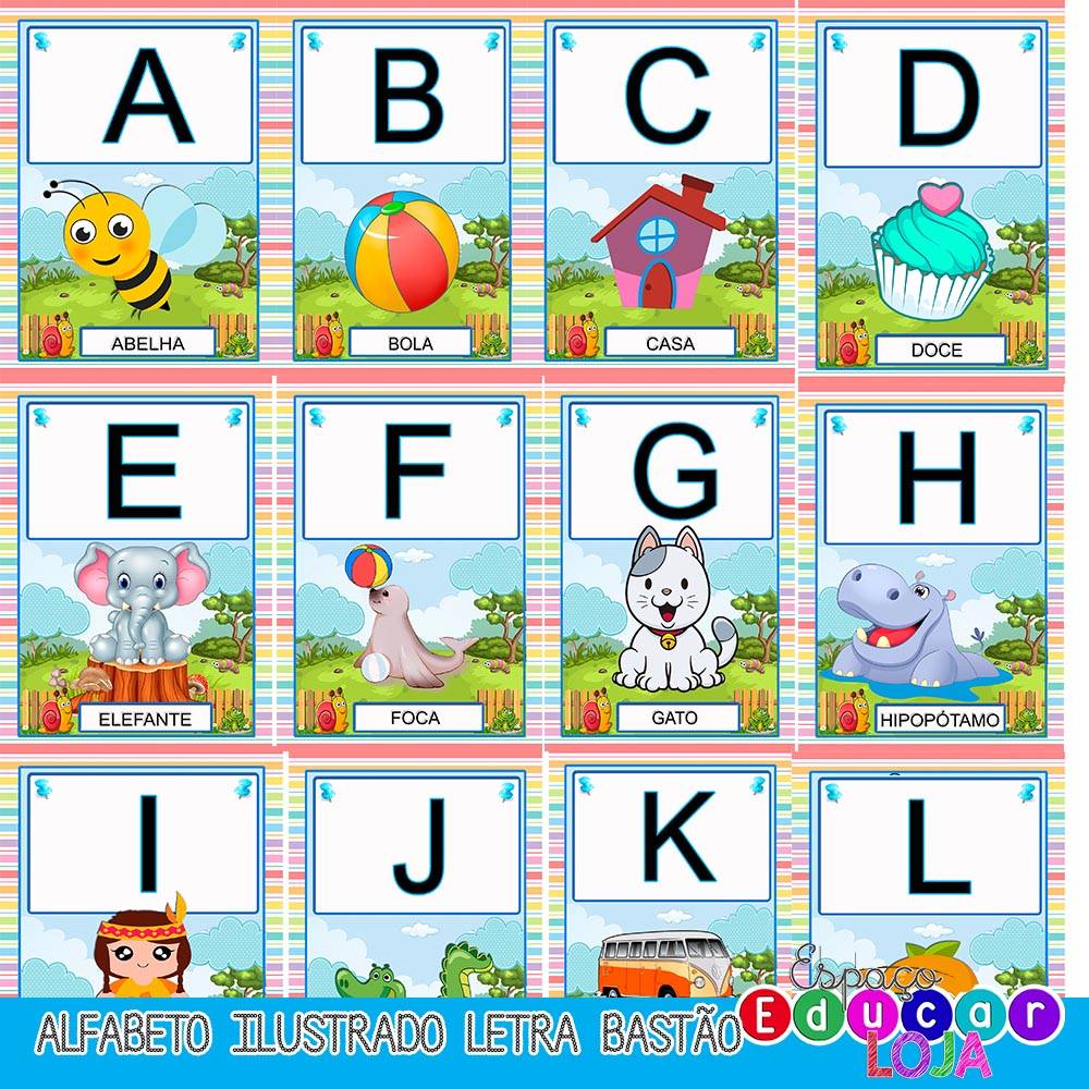 Alfabeto letra bastão em pdf  arquivo digital 