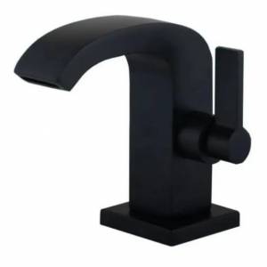 TORNEIRA PARA BANHEIRO, MODELO SQUARE, 1/4 DE VOLTA PRETA