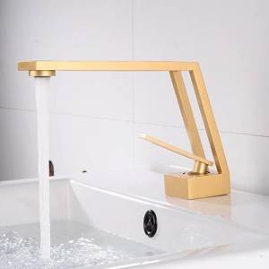 Torneira monocomando banheiro quadrada longa ouro CA8206-D