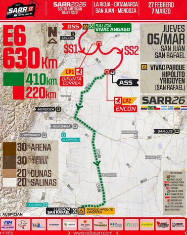 La séptima edición del South American Rally Race se disputará del 27 de febrero al 7 de marzo y tendrá su gran definición en San Rafael. El Parque Yrigoyen será el epicentro del vivac y la premiación final.