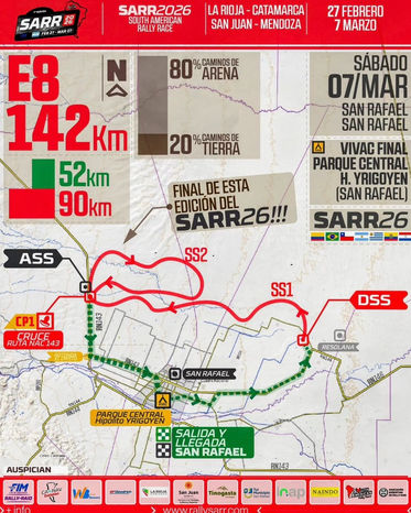 La séptima edición del South American Rally Race se disputará del 27 de febrero al 7 de marzo y tendrá su gran definición en San Rafael. El Parque Yrigoyen será el epicentro del vivac y la premiación final.