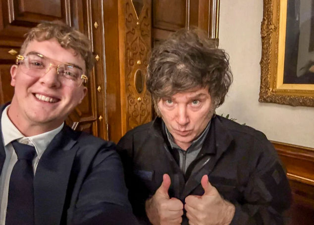 El empresario Hayden Davis, promotor de la criptomoneda $Libra, junto al presidentr Javier Milei.