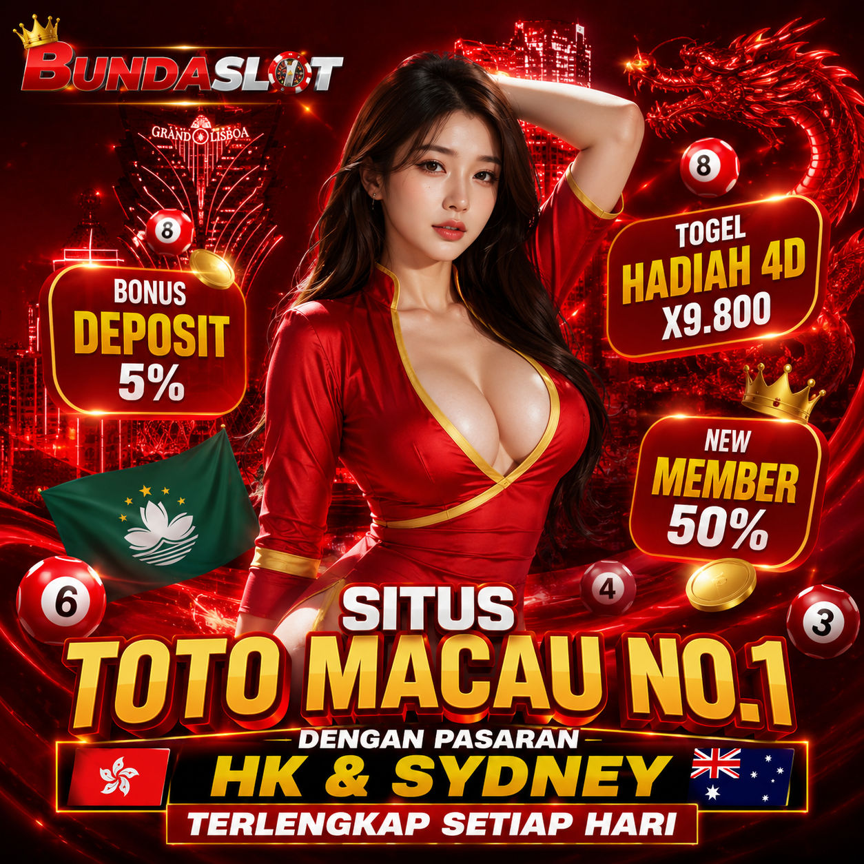 BUNDASLOT  : Situs Toto Macau No.1 dengan Pasaran HK & Sydney Terlengkap Setiap Hari