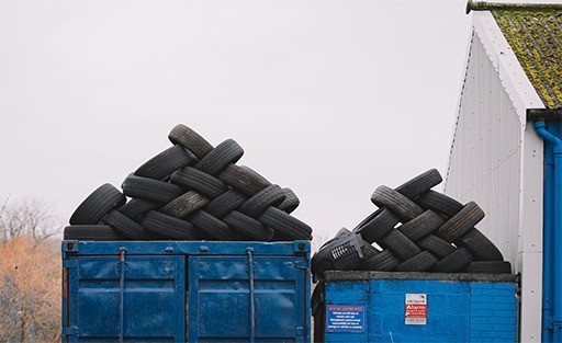 Used tyres ready for recycling