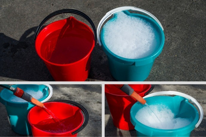 Use Two Buckets – One for Soapy Water and One for Rinsing