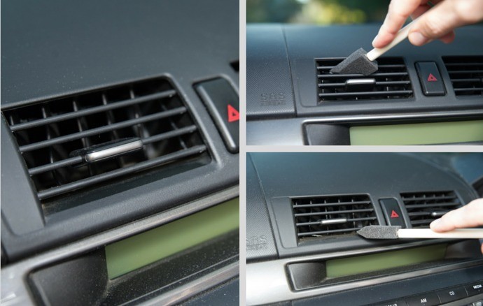 Dust A/C Vents with a Foam Craft Brush