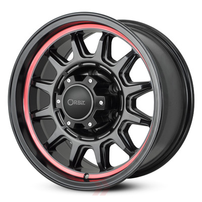 ORBIT FITTI SATIN BLACK RED RING