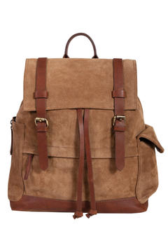 Suede And Leather Trim Backpack, Front