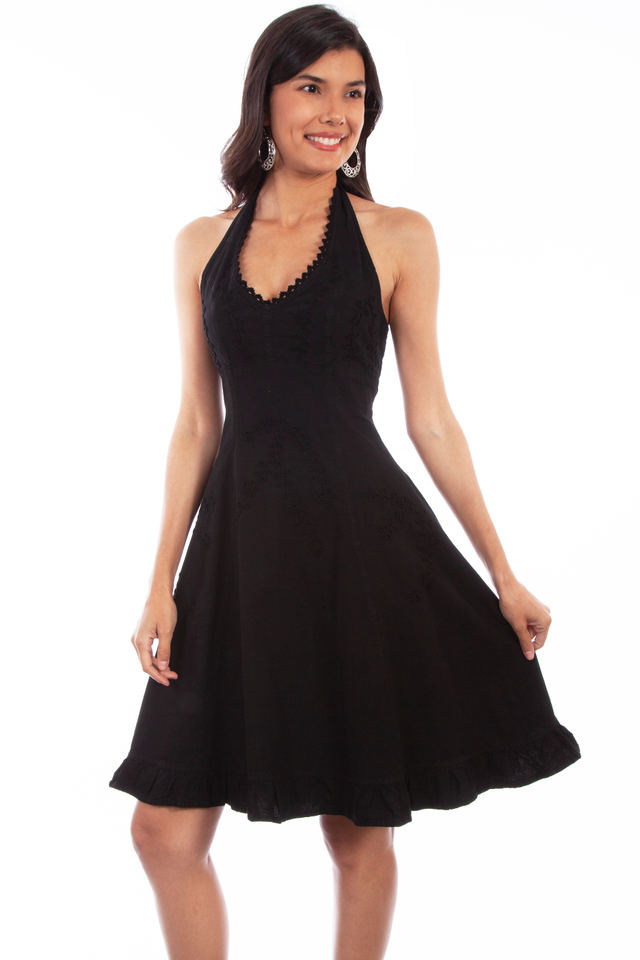 Cotton Halter Dress, Black