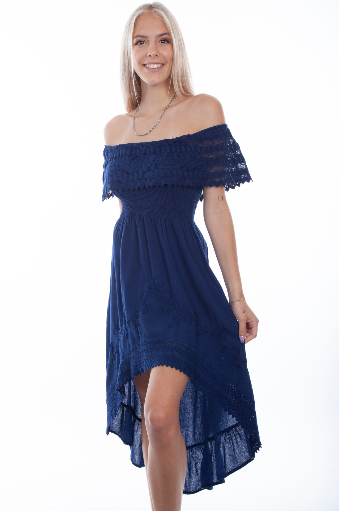 Off-The-Shoulder Hi/Lo Dress, Royal