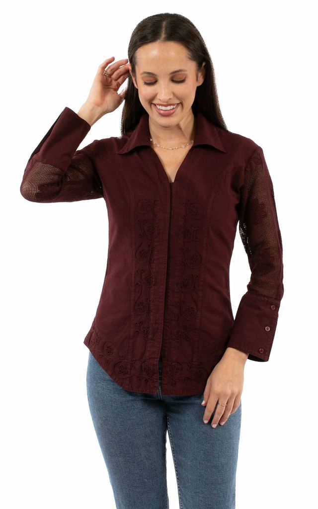 Cantina Collection Blouse, Burgundy