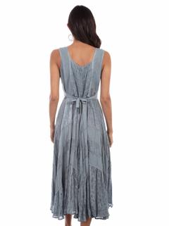 Full Length Lace-Up Front Sleeveless Dress, Back
