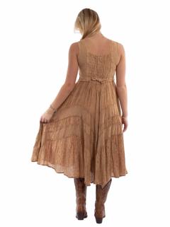 Full Length Lace-Up Front Sleeveless Dress, Back