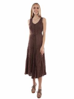 Full Length Lace-Up Front Sleeveless Dress, Front